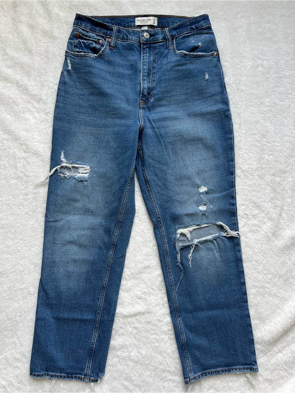 Abercrombie & Fitch Curve Love Distressed Dark Blue Jeans